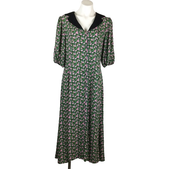 ASOS Cottage Core Collared Midi Tea Dress in Floral Print Nwot - Picture 4 of 14